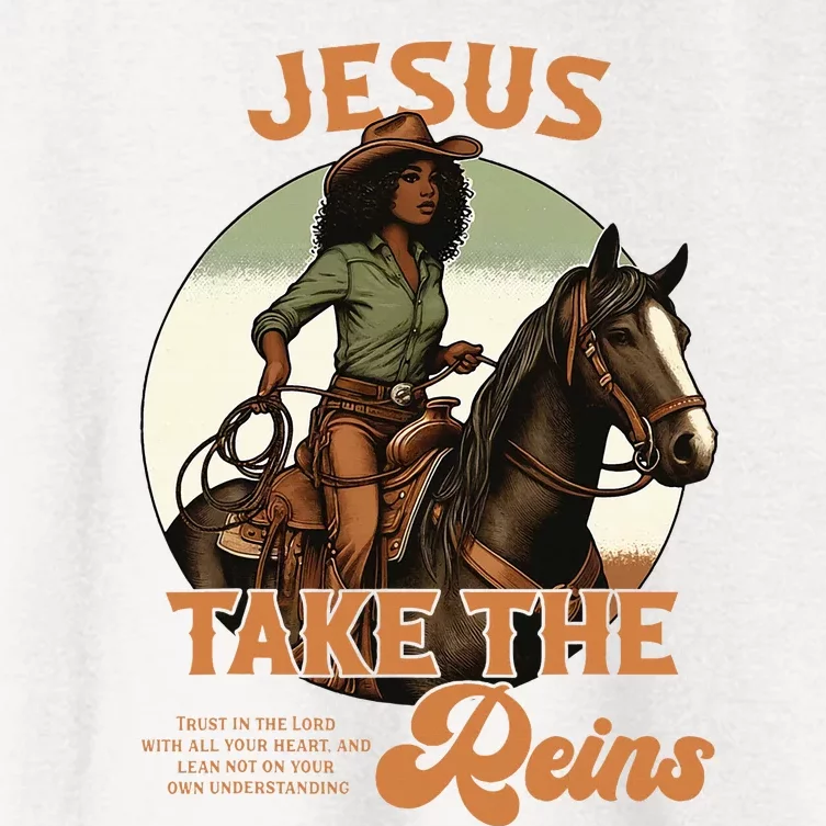 Jesus Take The Reins Christian Black Cowgirl Western Women's Crop Top Tee