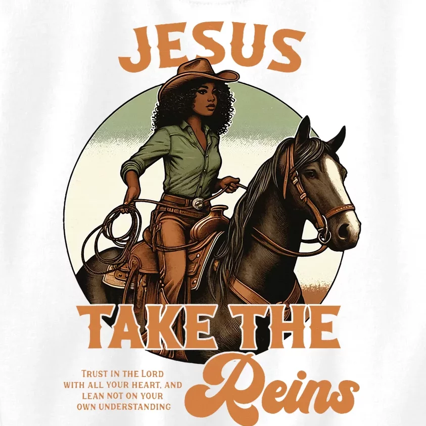 Jesus Take The Reins Christian Black Cowgirl Western Kids Sweatshirt