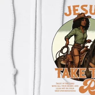 Jesus Take The Reins Christian Black Cowgirl Western Full Zip Hoodie