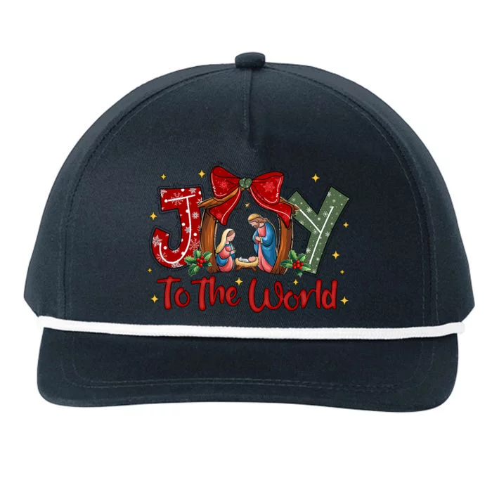 Joy To The World Christmas Christian Nativity Scene Snapback Five-Panel Rope Hat