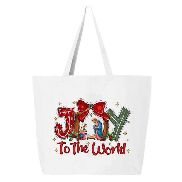 Joy To The World Christmas Christian Nativity Scene 25L Jumbo Tote