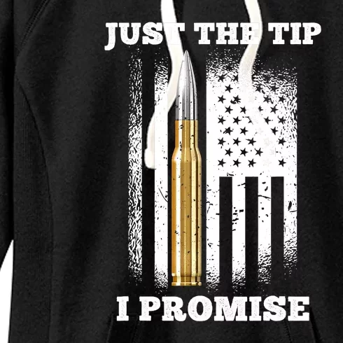 Just The Tip I Promise Gun Ammo Lovers Veteran US Flag Women's Fleece Hoodie