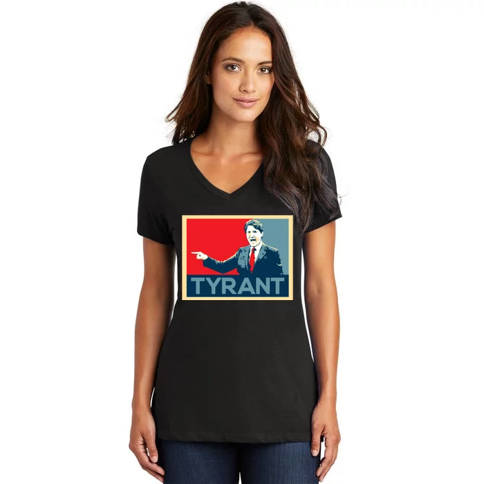 Justin Trudeau Tyrant Women's V-Neck T-Shirt