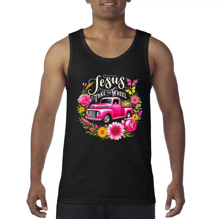 Jesus Take The Wheel Floral Farm Truck Tank Top