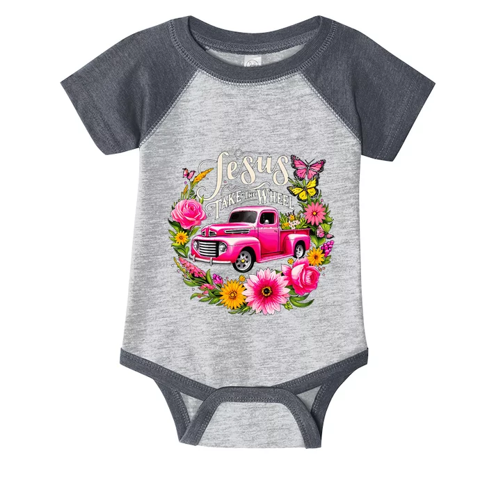 Jesus Take The Wheel Floral Farm Truck Infant Baby Jersey Bodysuit