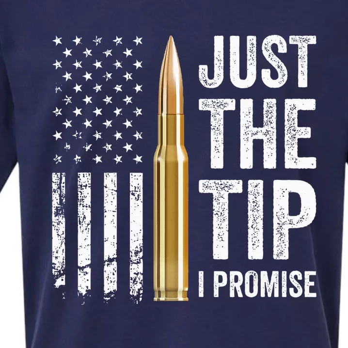 Just The Tip I Promise Funny Gun Owner Pro Guns Usa Flag Sueded Cloud Jersey T-Shirt