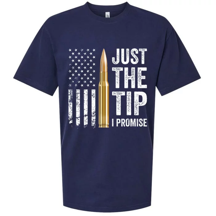 Just The Tip I Promise Funny Gun Owner Pro Guns Usa Flag Sueded Cloud Jersey T-Shirt