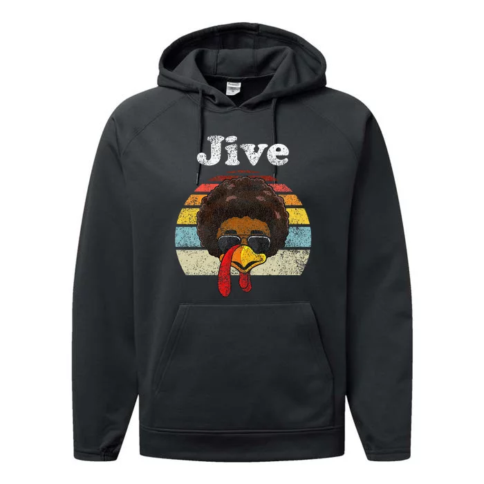 Jive Thanksgiving Turkey Day Funny Face Performance Fleece Hoodie