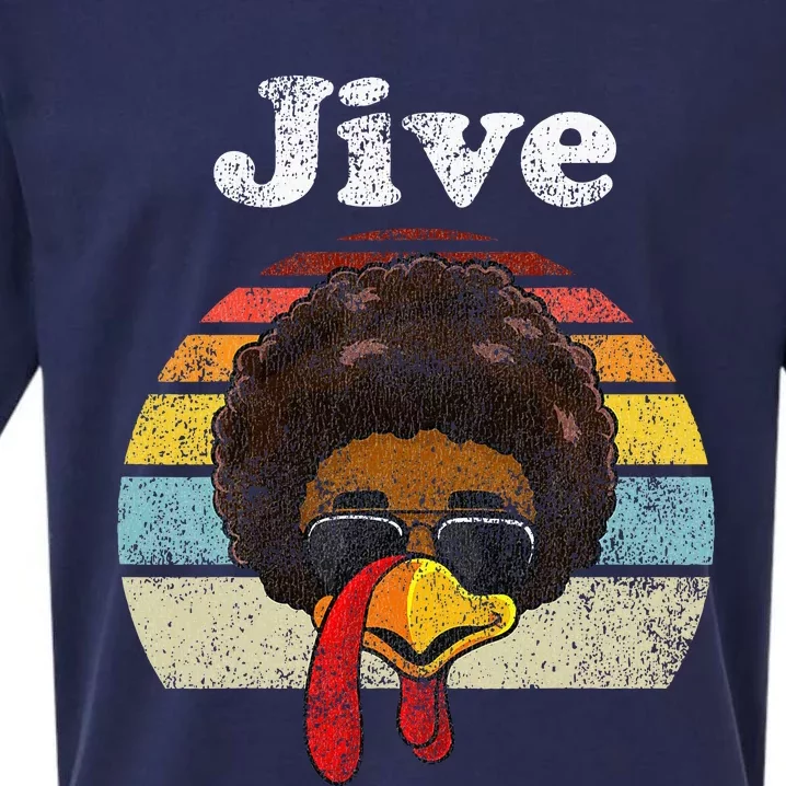 Jive Thanksgiving Turkey Day Funny Face Sueded Cloud Jersey T-Shirt