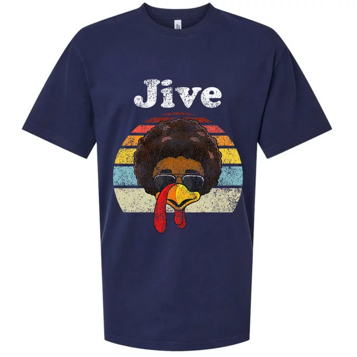 Jive Thanksgiving Turkey Day Funny Face Sueded Cloud Jersey T-Shirt