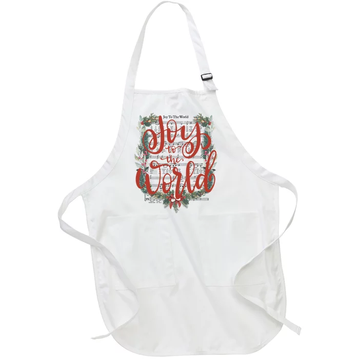 Joy To The World Christian Christmas Jesus Birth Music Xmas Full-Length Apron With Pocket