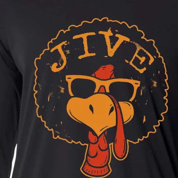 Jive Thanksgiving Turkey Funny 70s Cooling Performance Long Sleeve Crew