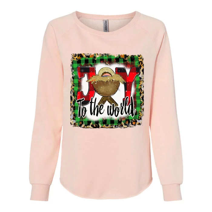 Joy To The World Jesus Buffalo Plaid Leopard Christmas Gift Womens California Wash Sweatshirt