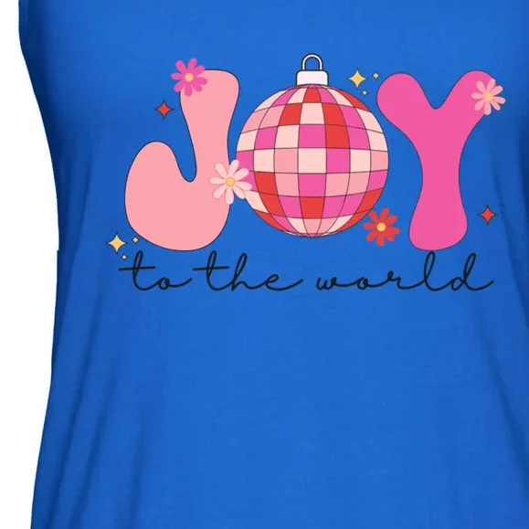 Joy To The World Christmas Disco Ball Happy Matching Family Funny Gift Ladies Essential Flowy Tank