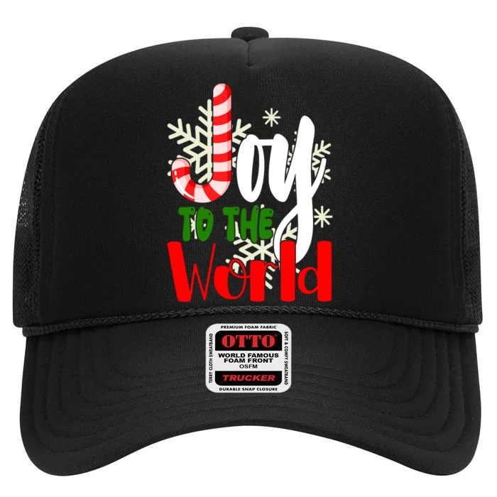 Joy To The World Christmas Festive High Crown Mesh Trucker Hat