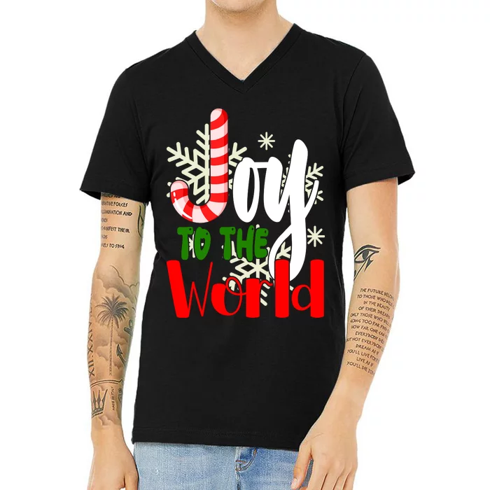 Joy To The World Christmas Festive V-Neck T-Shirt