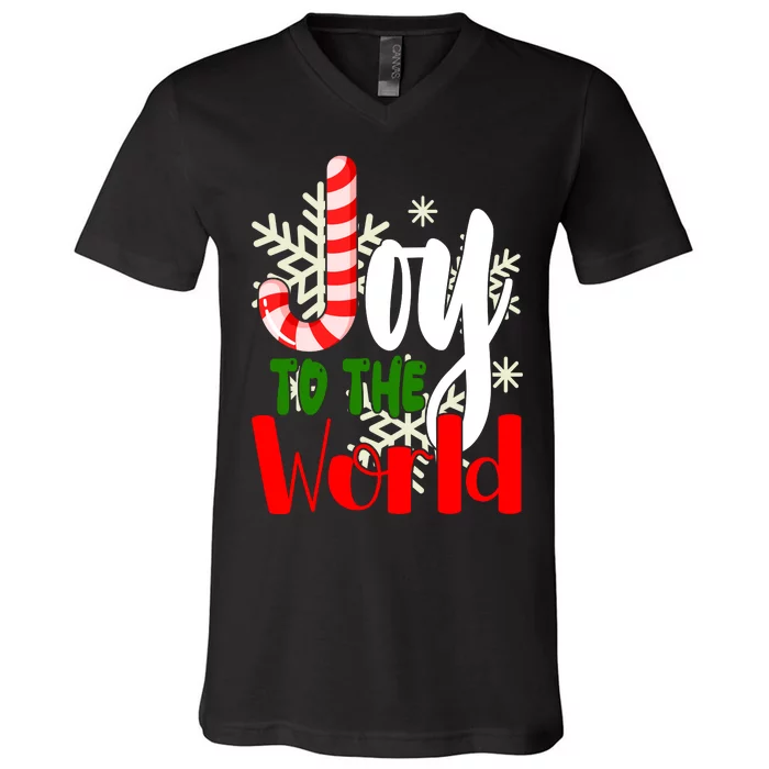 Joy To The World Christmas Festive V-Neck T-Shirt