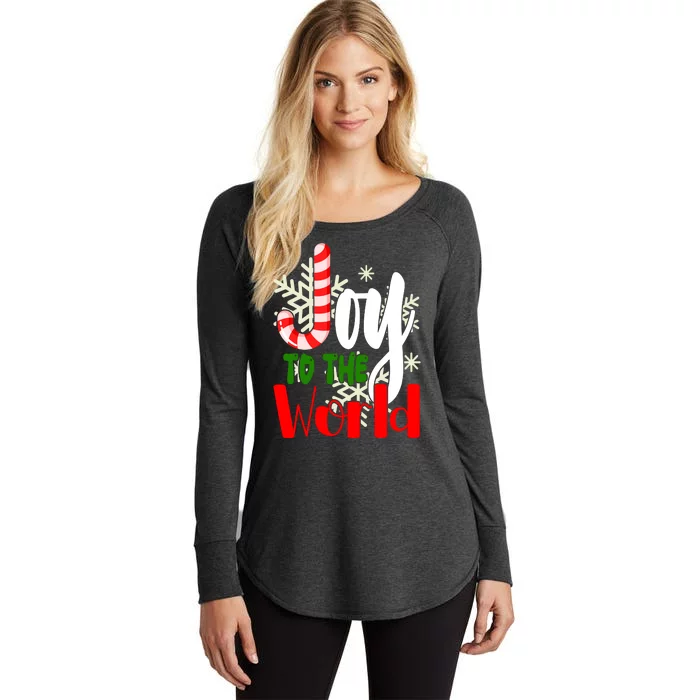 Joy To The World Christmas Festive Women's Perfect Tri Tunic Long Sleeve Shirt