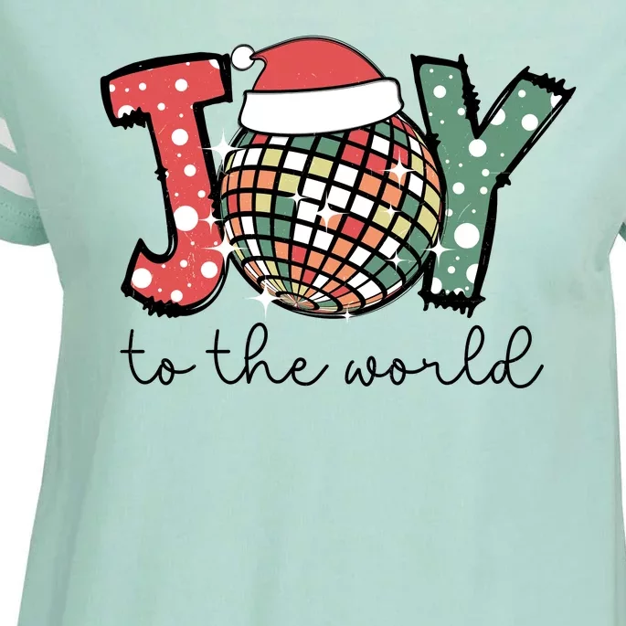 Joy To The World Disco Christmas Holiday Enza Ladies Jersey Football T-Shirt