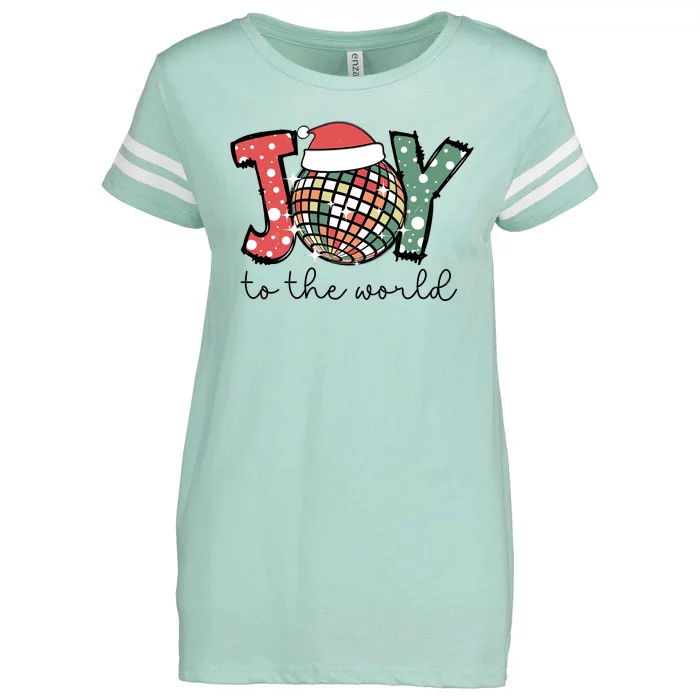 Joy To The World Disco Christmas Holiday Enza Ladies Jersey Football T-Shirt