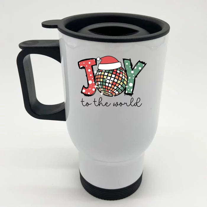 Joy To The World Disco Christmas Holiday Front & Back Stainless Steel Travel Mug