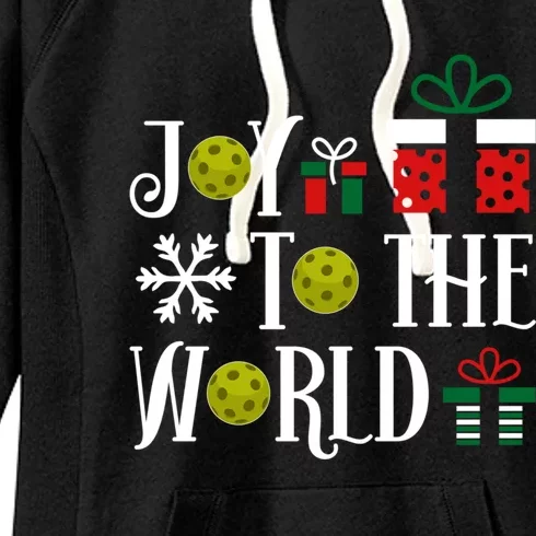 Joy To The World Pickleball Christmas Gift Women's Fleece Hoodie