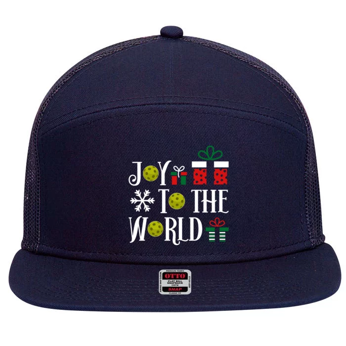 Joy To The World Pickleball Christmas Gift 7 Panel Mesh Trucker Snapback Hat