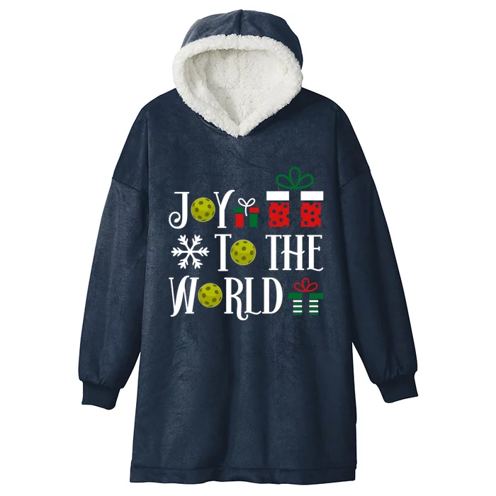 Joy To The World Pickleball Christmas Gift Hooded Wearable Blanket