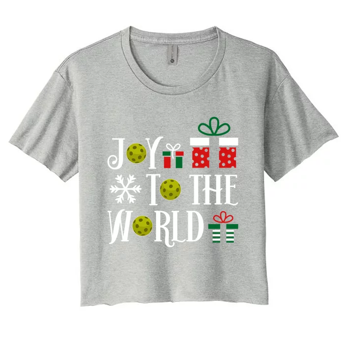 Joy To The World Pickleball Christmas Gift Women's Crop Top Tee