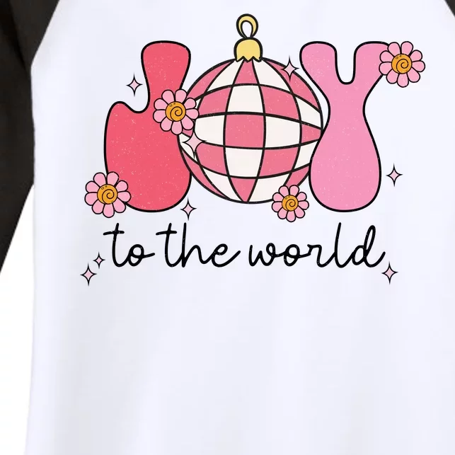 Joy To The World Cute Disco Holiday Women's Tri-Blend 3/4-Sleeve Raglan Shirt