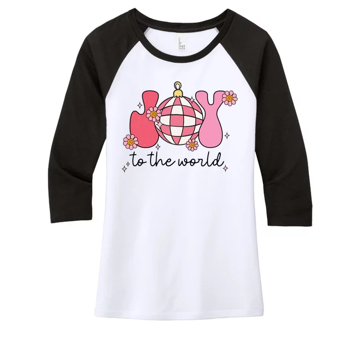 Joy To The World Cute Disco Holiday Women's Tri-Blend 3/4-Sleeve Raglan Shirt