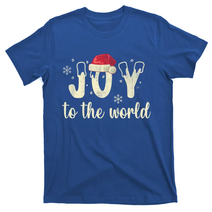 Joy To The World Santa Hat Christmas Winter Gift T-Shirt