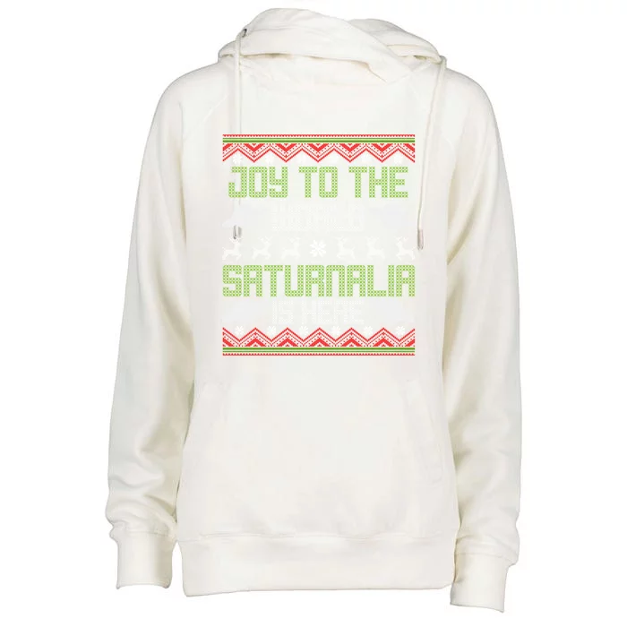 Joy To The World Saturnalia Ro Empire History Christmas Cute Gift Womens Funnel Neck Pullover Hood