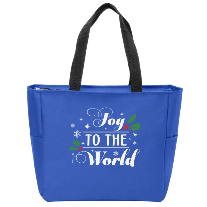 Joy To The World Snowflake Christmas Gift Zip Tote Bag