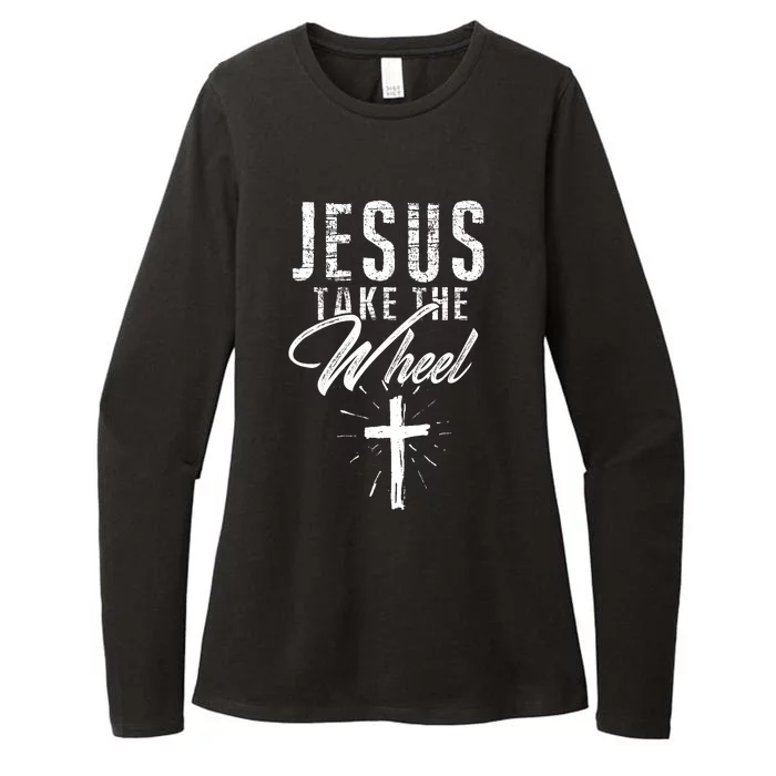 Jesus take the Wheel Design for Wo Christian Faith Womens CVC Long Sleeve Shirt