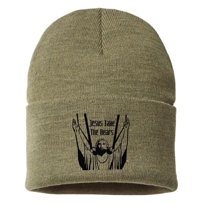 Jesus Take The Rears Funny Jesus Christian Savior Faith Gift Sustainable Knit Beanie