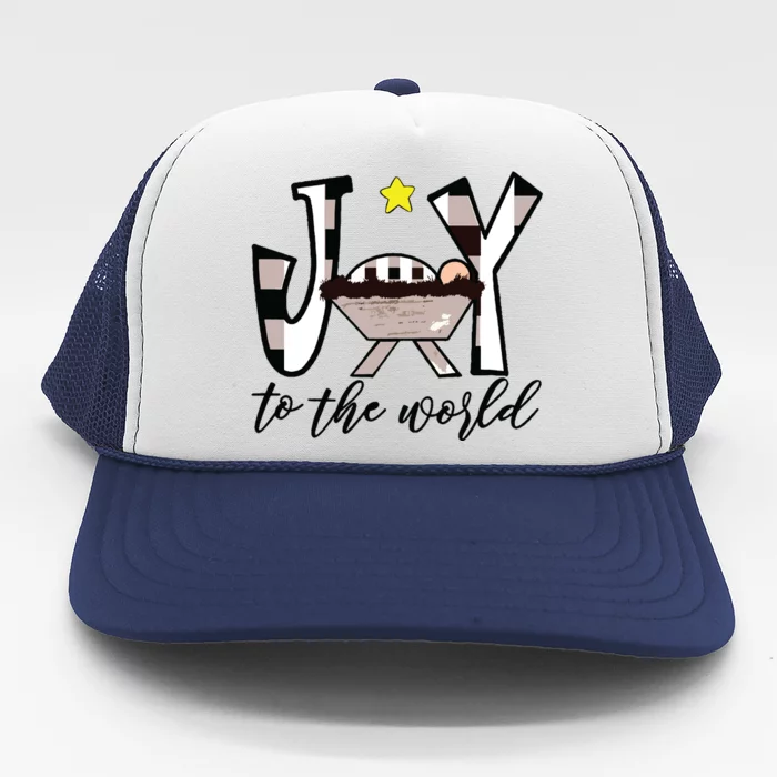 Joy To The World Baby Jesus In The Manger Christmas Design Trucker Hat