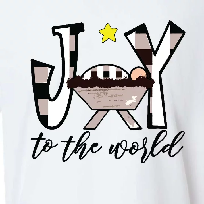 Joy To The World Baby Jesus In The Manger Christmas Design Sueded Cloud Jersey T-Shirt