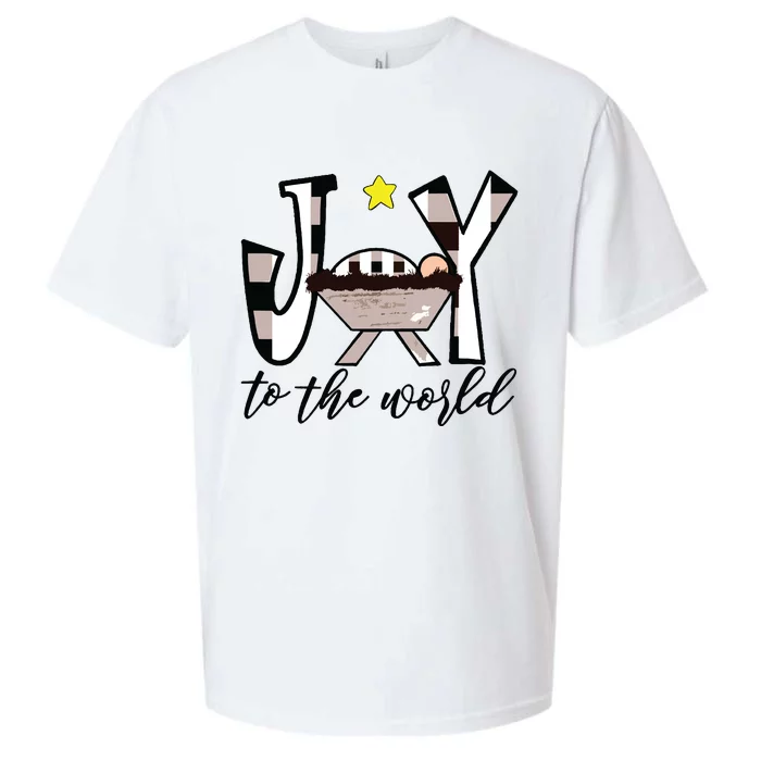 Joy To The World Baby Jesus In The Manger Christmas Design Sueded Cloud Jersey T-Shirt