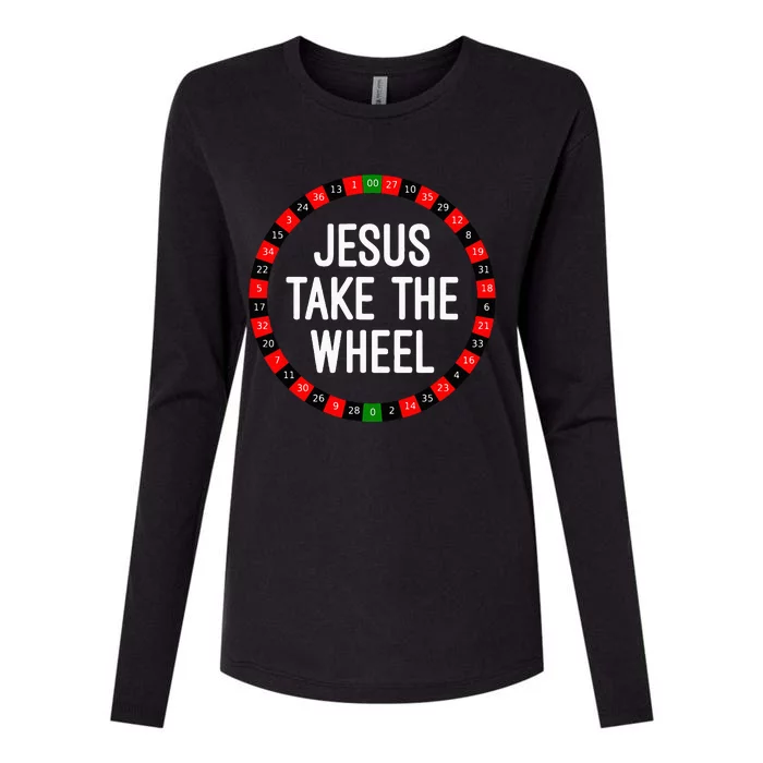 Jesus Take The Wheel Roulette Wheel Gambling Womens Cotton Relaxed Long Sleeve T-Shirt