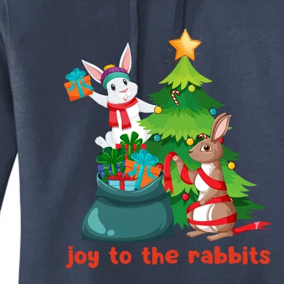 Joy To The Rabbits Funny Christmas Rabbits Women's Pullover Hoodie