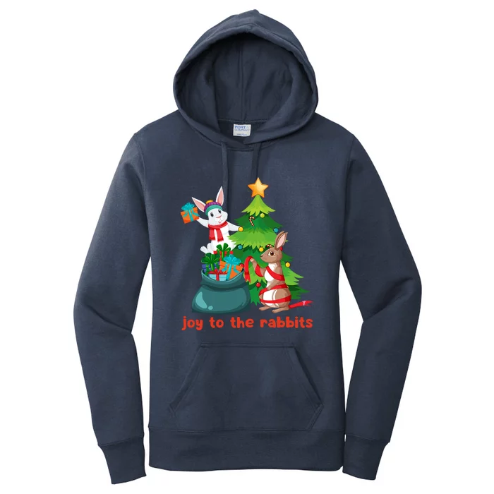 Joy To The Rabbits Funny Christmas Rabbits Women's Pullover Hoodie