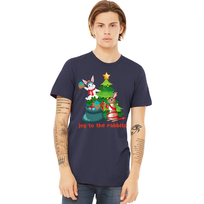 Joy To The Rabbits Funny Christmas Rabbits Premium T-Shirt