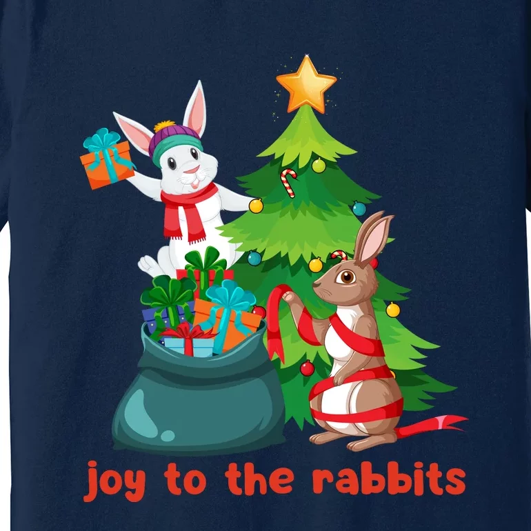 Joy To The Rabbits Funny Christmas Rabbits Premium T-Shirt