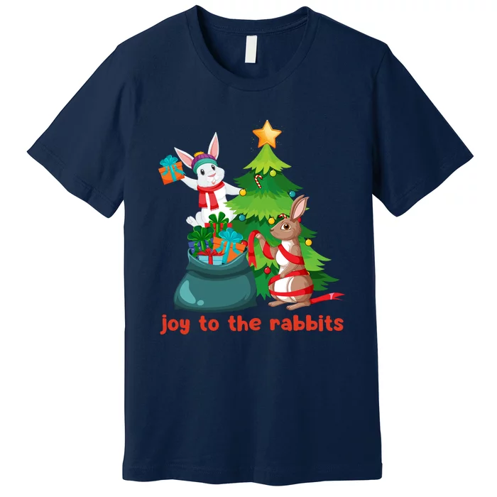 Joy To The Rabbits Funny Christmas Rabbits Premium T-Shirt