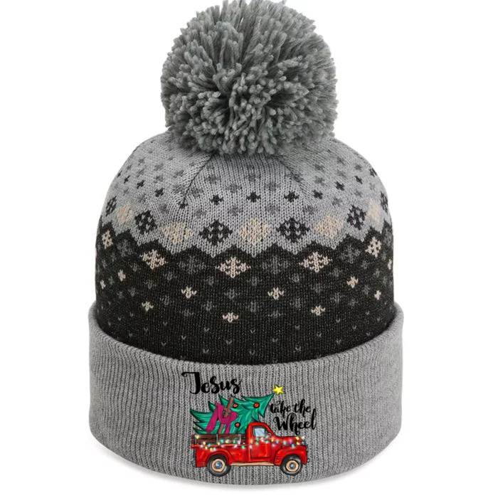 Jesus Take The Wheel Christian Christmas Tree On Red Truck The Baniff Cuffed Pom Beanie