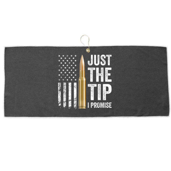 Just The Tip I Promise Funny Gun Owner Pro Guns USA Flag Large Microfiber Waffle Golf Towel