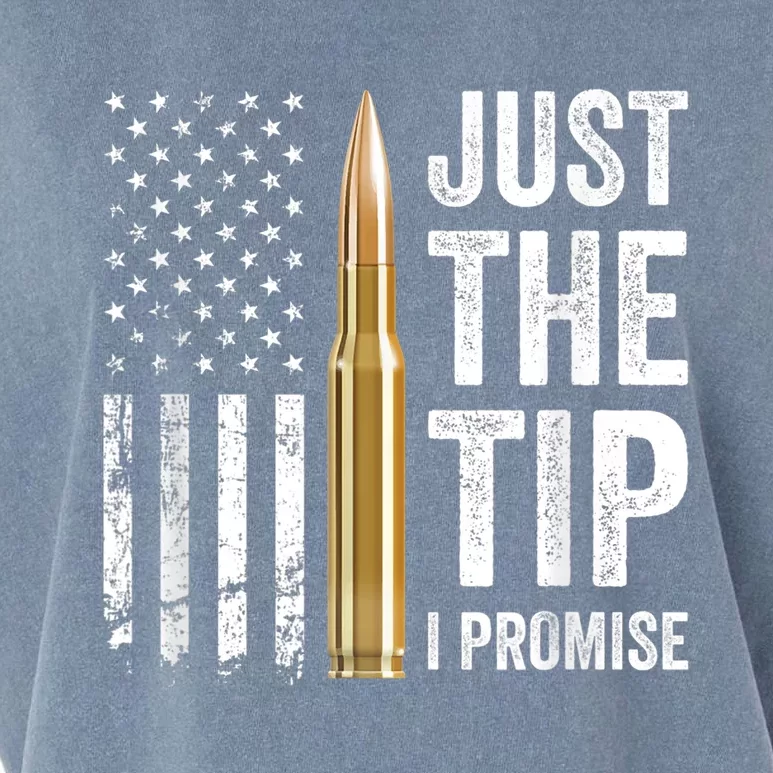 Just The Tip I Promise Funny Gun Owner Pro Guns USA Flag Garment-Dyed Women's Muscle Tee