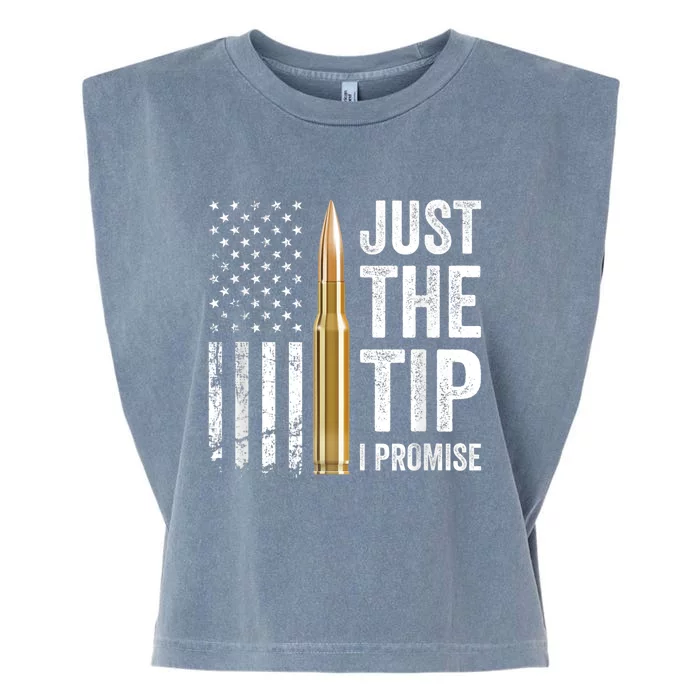 Just The Tip I Promise Funny Gun Owner Pro Guns USA Flag Garment-Dyed Women's Muscle Tee