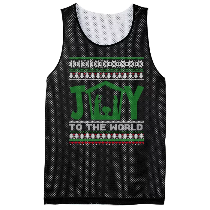 Joy To The World Nativity Christian Jesus Ugly Christmas Mesh Reversible Basketball Jersey Tank